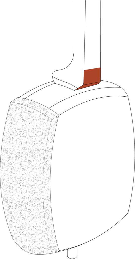 illustration of a shamisen with highlighted part. 